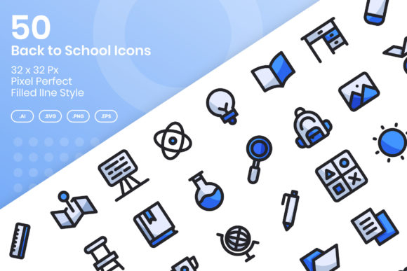 50 Back to School Icons – Filled Line: A Designer’s Review