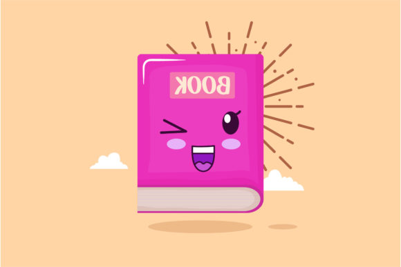 Back to School Book Cute Kawaii Cloud Graphics