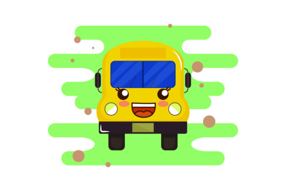 Back to School Bus Kawaii Cute Clipart