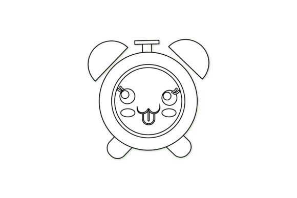 Back to School Kawaii Alarm Clock Line Graphics