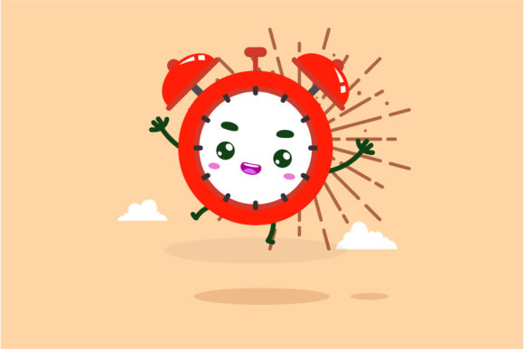 Back to School Kawaii Clock Cloud Style Graphics