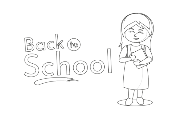Back to School Kids Character Outline Graphics