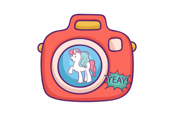 Unicorn Back to School Stickers Camera Icons and Graphics